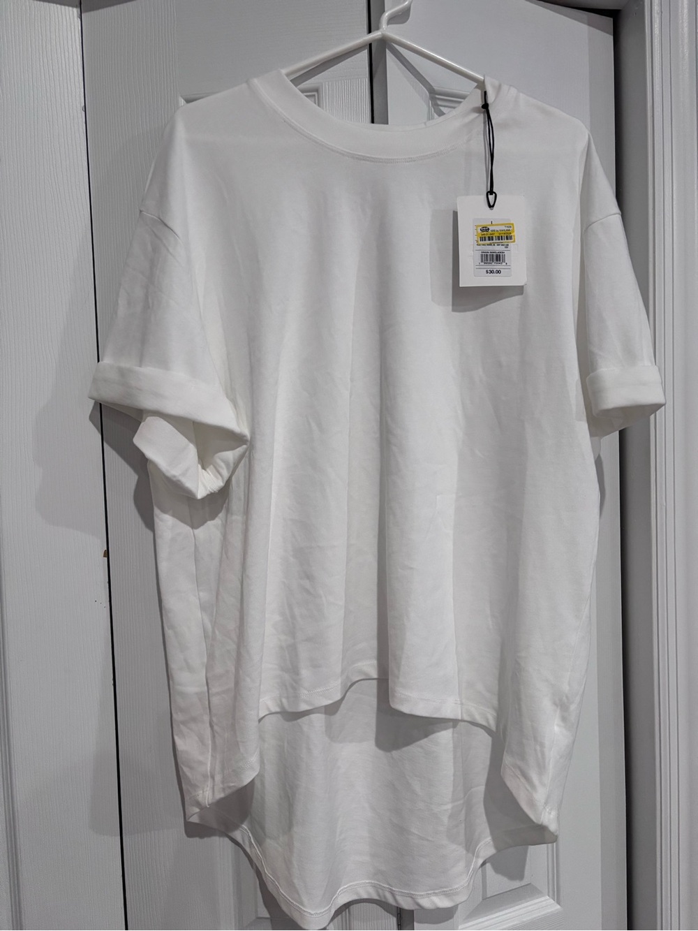 KBB Classic White Oversized Crewneck Tee with Curved High-Low Hem size Large NWT - Picture 6 of 6